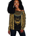 Egypt The Scarab Beetle Off Shoulder Sweater Winged Solar Amulet Symbol
