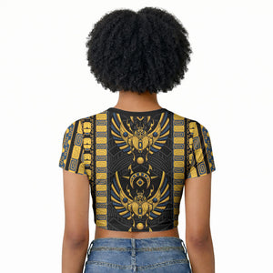 Egypt The Scarab Beetle Raglan Cropped T shirt Winged Solar Amulet Symbol