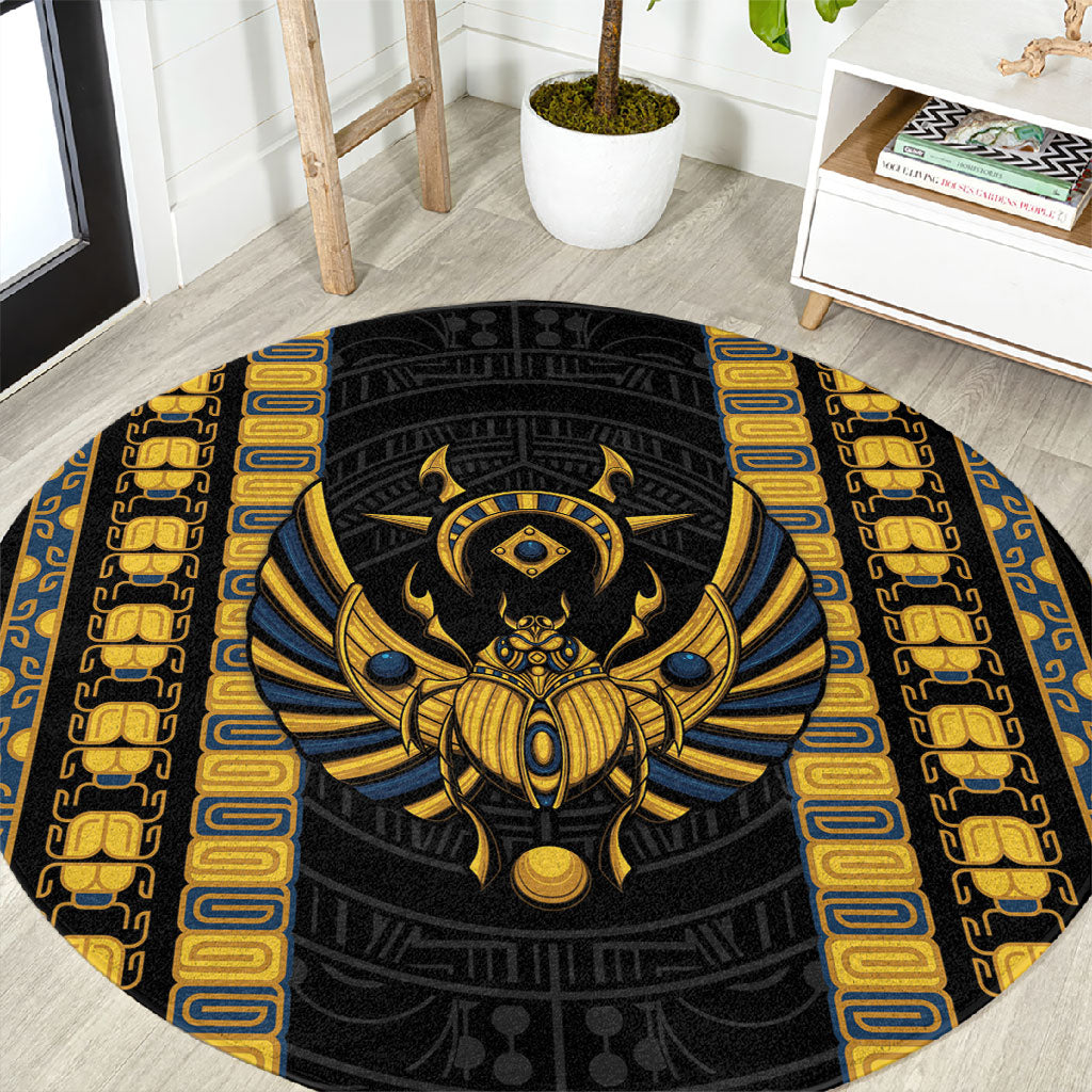 Egypt The Scarab Beetle Round Carpet Winged Solar Amulet Symbol