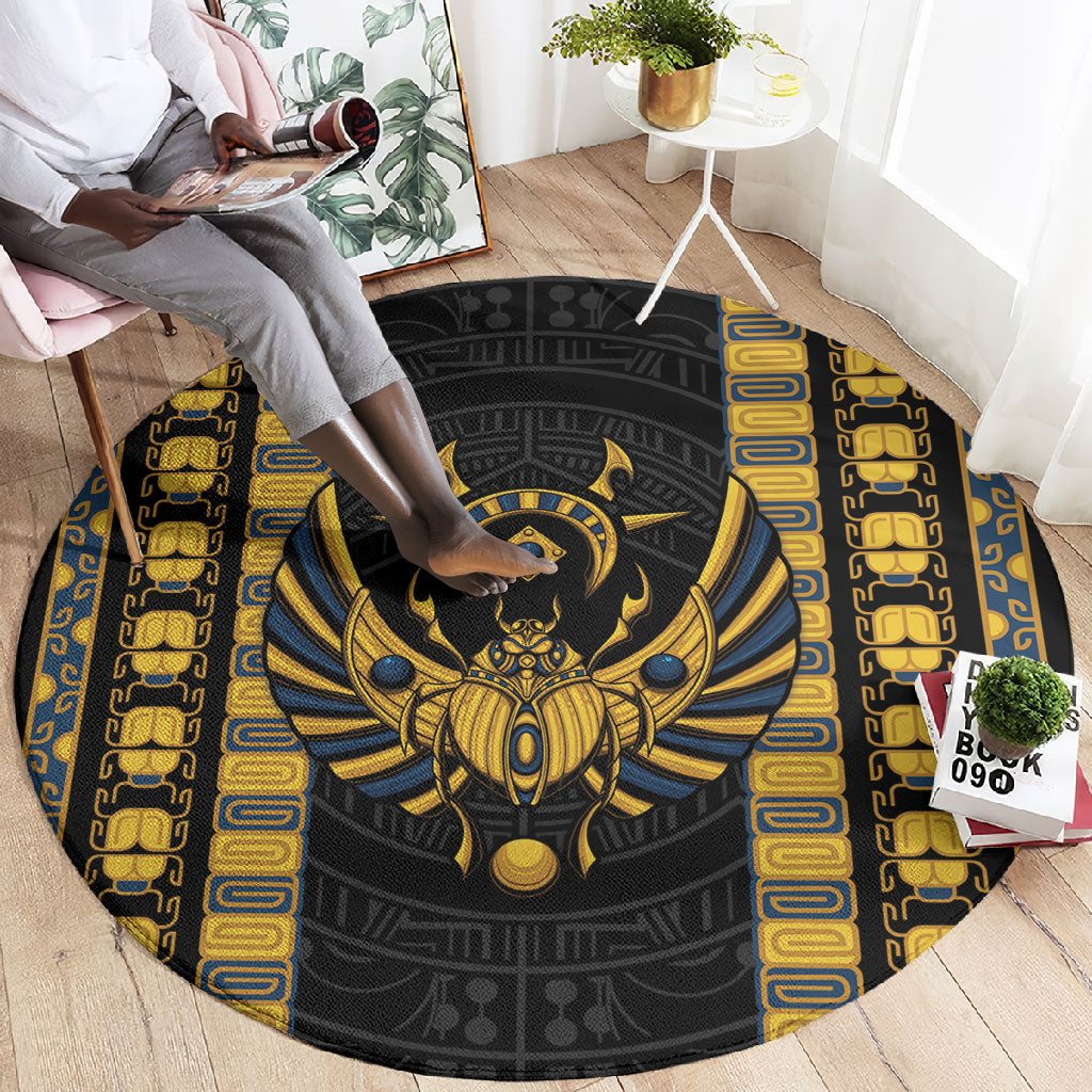 Egypt The Scarab Beetle Round Carpet Winged Solar Amulet Symbol