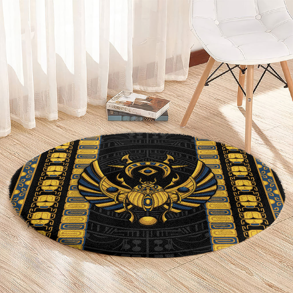 Egypt The Scarab Beetle Round Carpet Winged Solar Amulet Symbol
