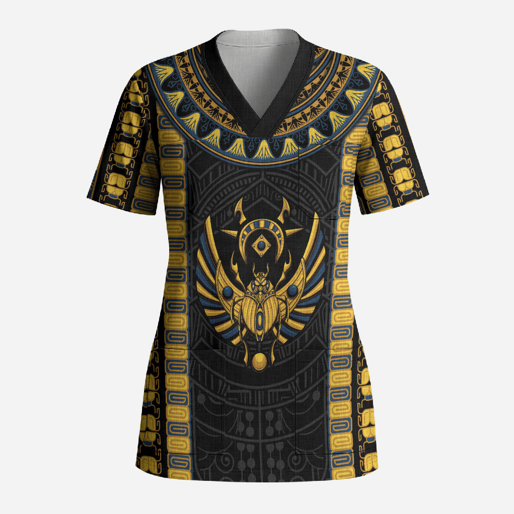 Egypt The Scarab Beetle Scrub Top Winged Solar Amulet Symbol