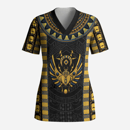 Egypt The Scarab Beetle Scrub Top Winged Solar Amulet Symbol