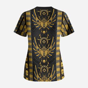 Egypt The Scarab Beetle Scrub Top Winged Solar Amulet Symbol