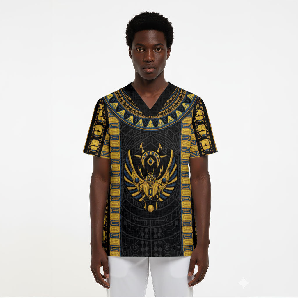 Egypt The Scarab Beetle Scrub Top Winged Solar Amulet Symbol