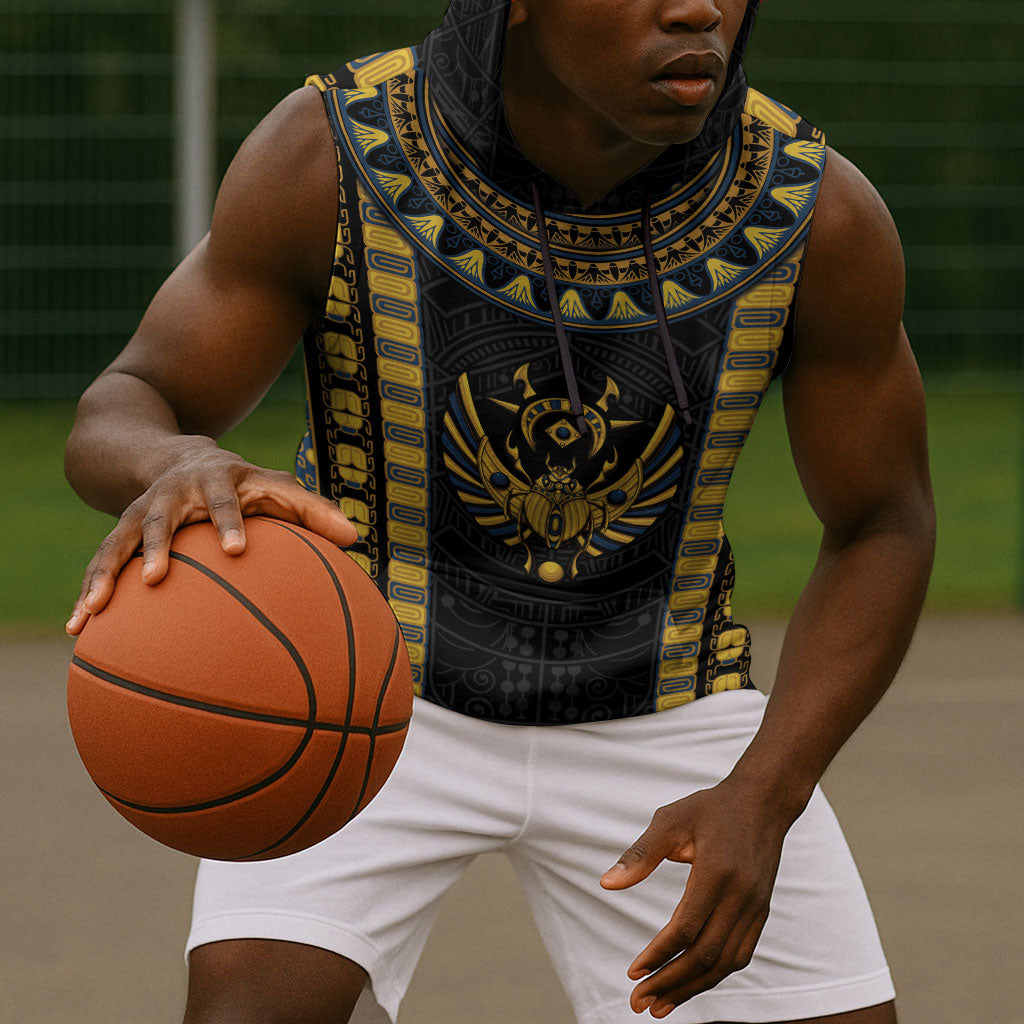 Egypt The Scarab Beetle Sleeveless Hoodie Winged Solar Amulet Symbol