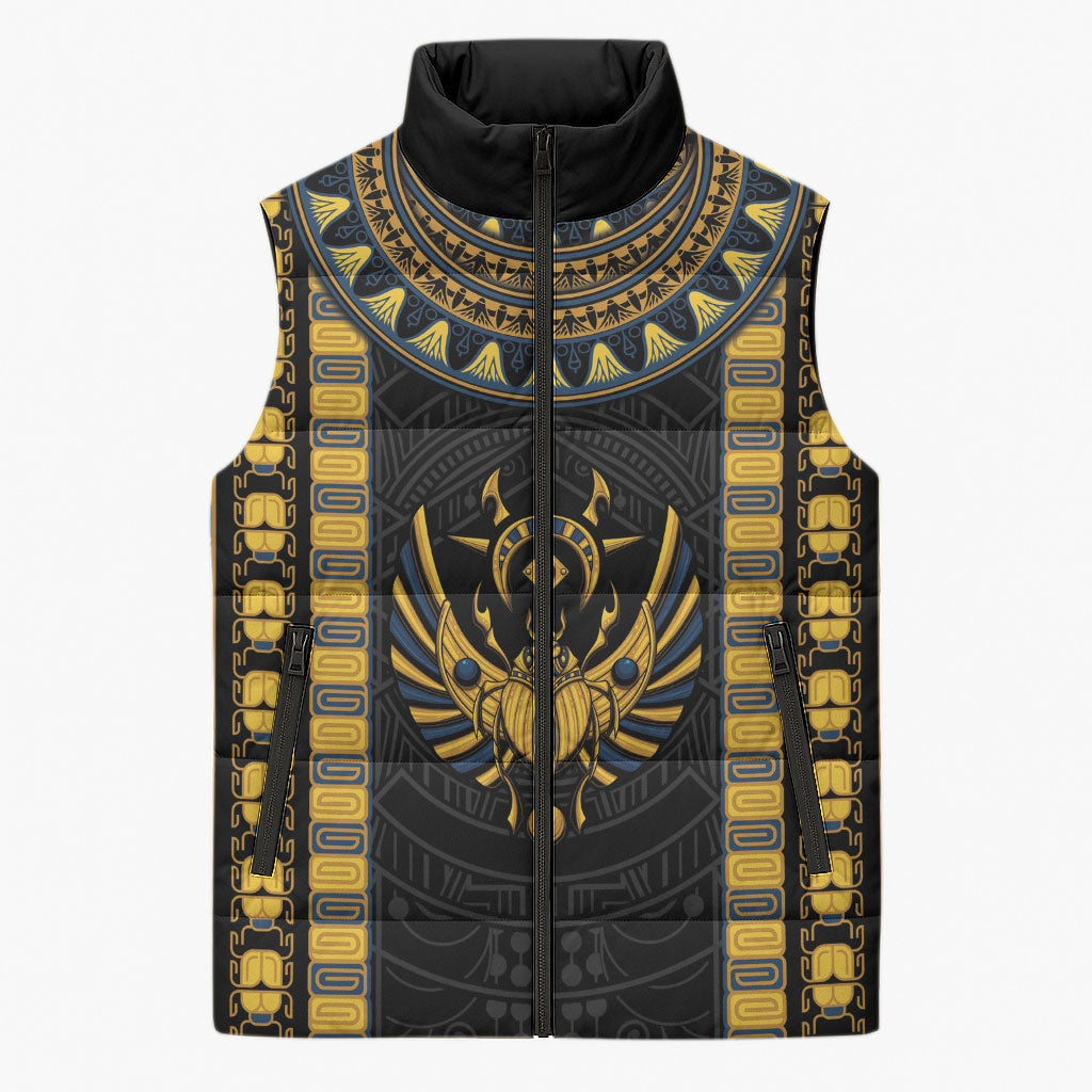 Egypt The Scarab Beetle Sleeveless Puffer Jacket Winged Solar Amulet Symbol
