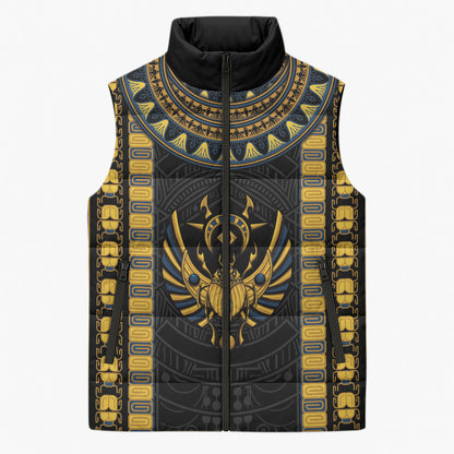 Egypt The Scarab Beetle Sleeveless Puffer Jacket Winged Solar Amulet Symbol