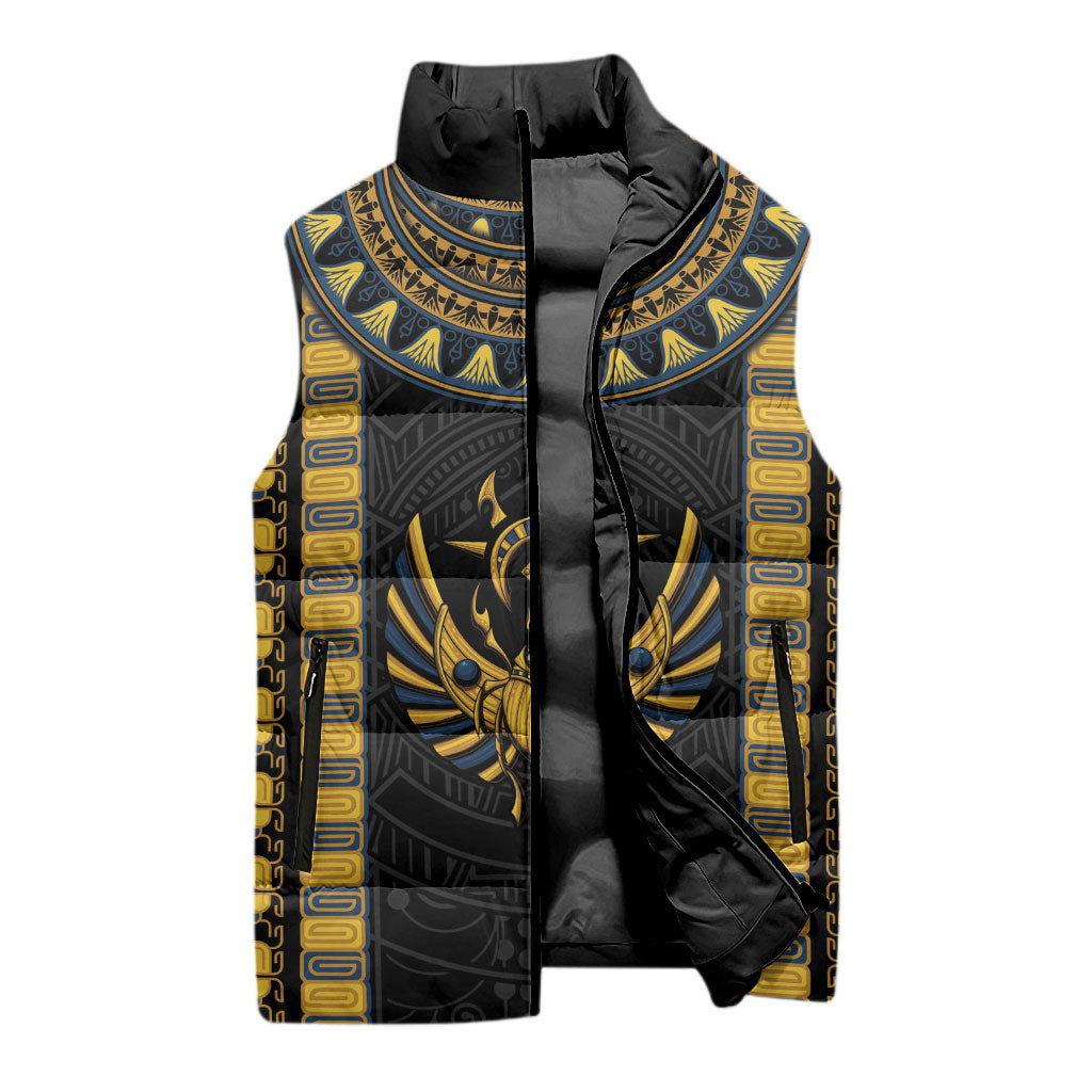 Egypt The Scarab Beetle Sleeveless Puffer Jacket Winged Solar Amulet Symbol