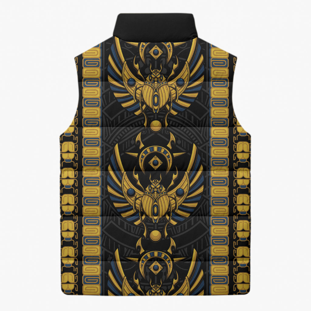 Egypt The Scarab Beetle Sleeveless Puffer Jacket Winged Solar Amulet Symbol