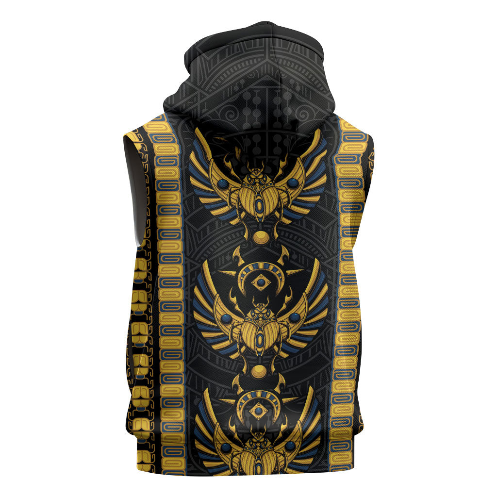 Egypt The Scarab Beetle Sleeveless Zip Hoodie Winged Solar Amulet Symbol