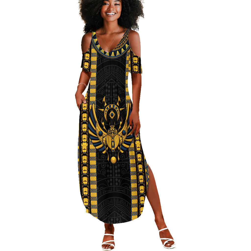 Egypt The Scarab Beetle Summer Maxi Dress Winged Solar Amulet Symbol