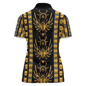 Egypt The Scarab Beetle Women Polo Shirt Winged Solar Amulet Symbol