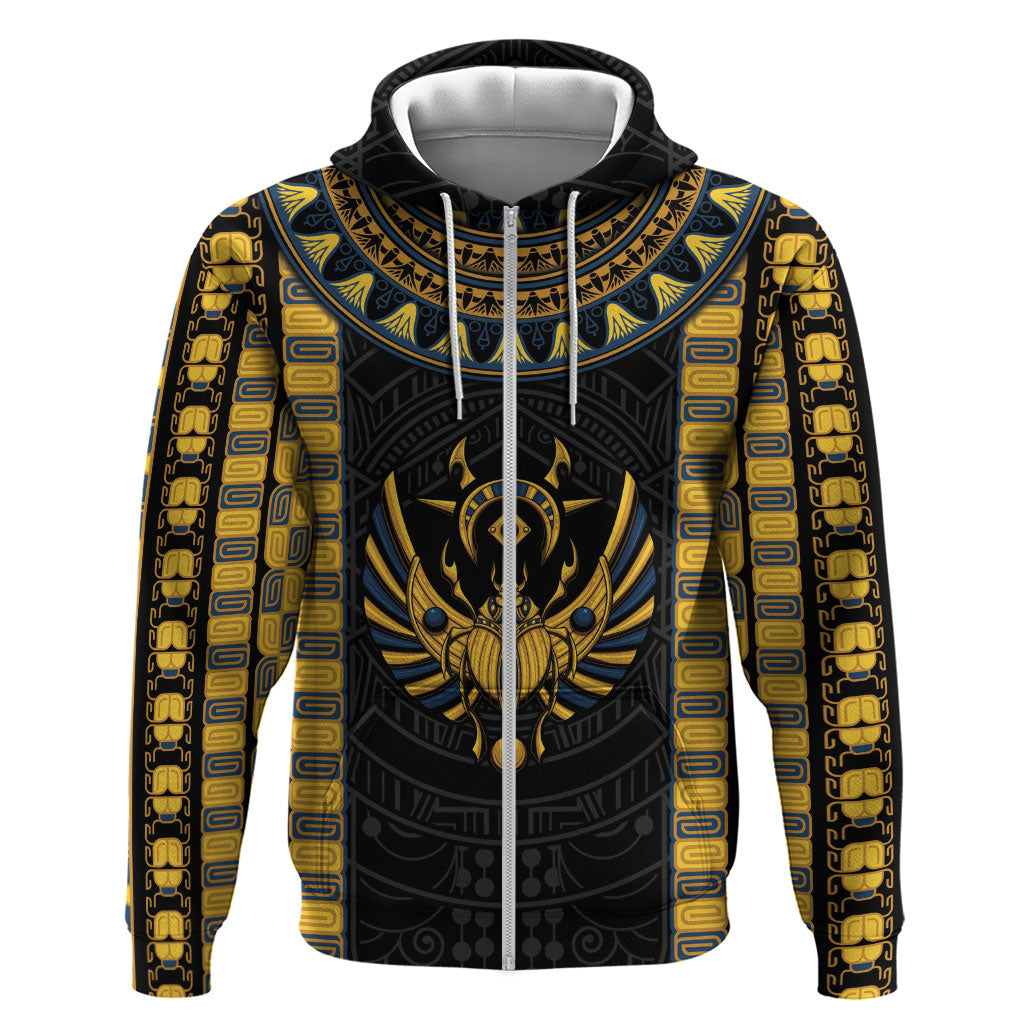 Egypt The Scarab Beetle Zip Hoodie Winged Solar Amulet Symbol