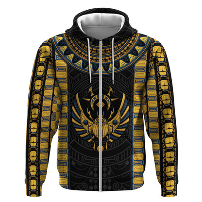 Egypt The Scarab Beetle Zip Hoodie Winged Solar Amulet Symbol