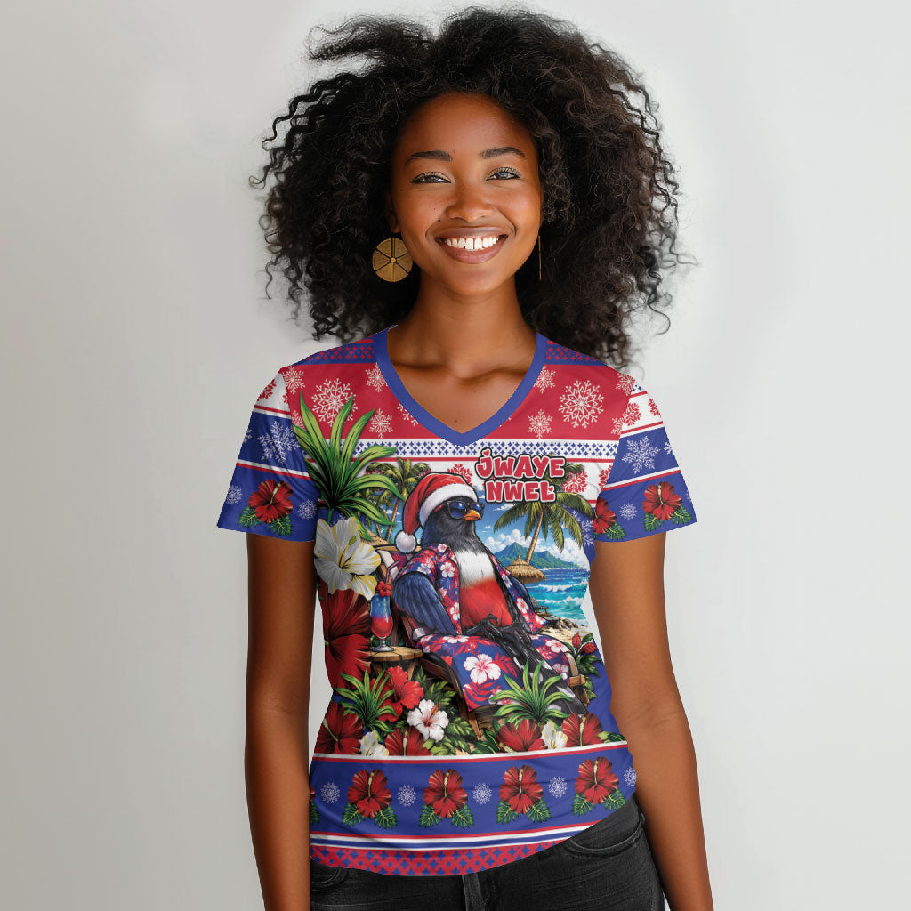 Afro-Haitians Christmas Women V-Neck T-Shirt This Trogon Needs A Beach Retreat