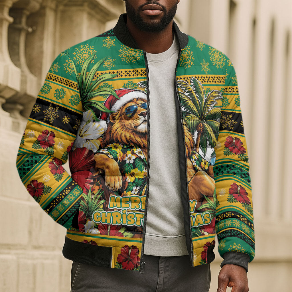 Afro-Jamaicans Christmas Bomber Puffer Jacket This Rasta Lion Needs A Beach Retreat