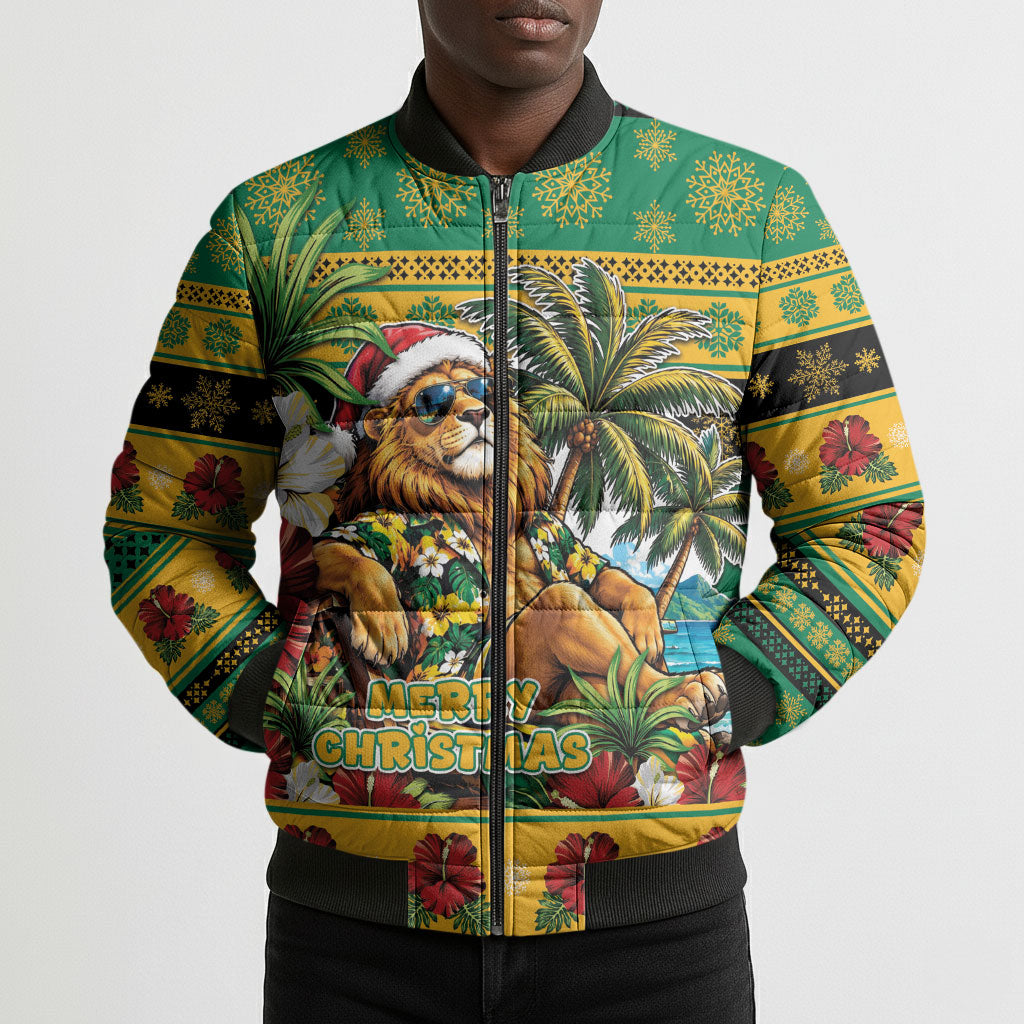 Afro-Jamaicans Christmas Bomber Puffer Jacket This Rasta Lion Needs A Beach Retreat