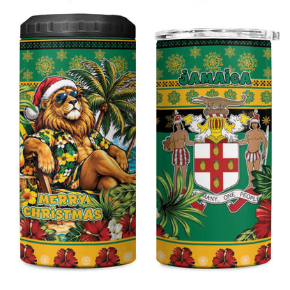 Afro-Jamaicans Christmas 4 in 1 Can Cooler Tumbler This Rasta Lion Needs A Beach Retreat