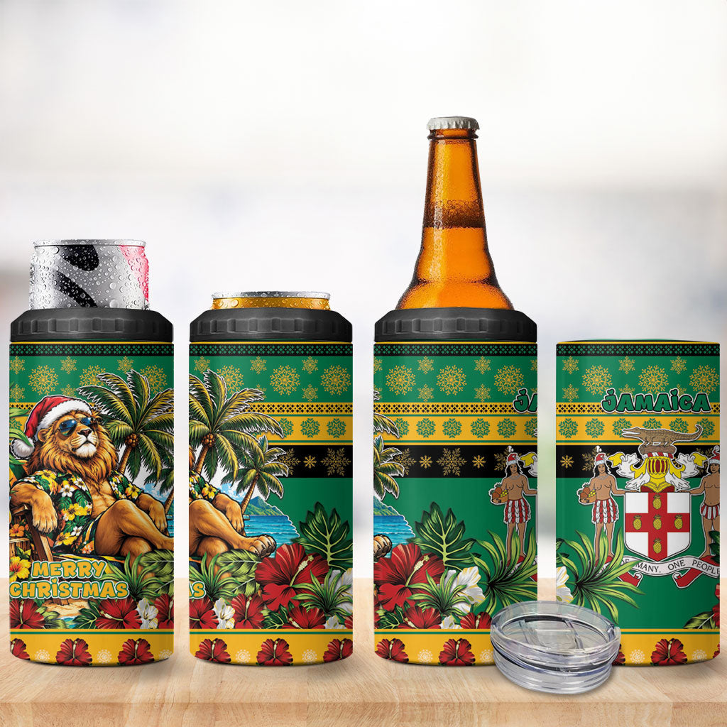Afro-Jamaicans Christmas 4 in 1 Can Cooler Tumbler This Rasta Lion Needs A Beach Retreat