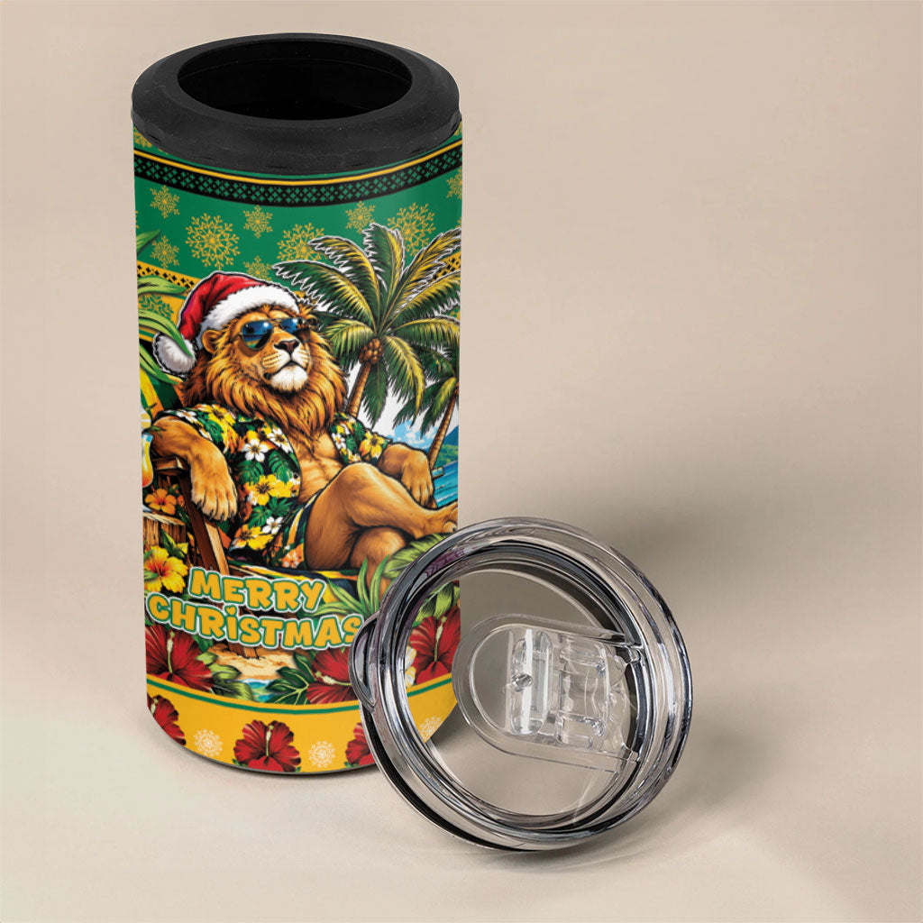 Afro-Jamaicans Christmas 4 in 1 Can Cooler Tumbler This Rasta Lion Needs A Beach Retreat