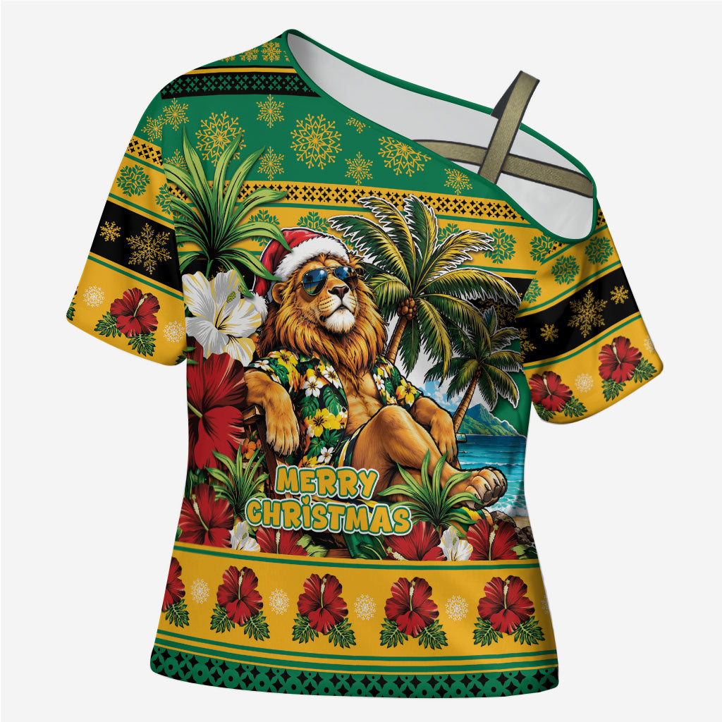Afro-Jamaicans Christmas Cross Shoulder Shirt This Rasta Lion Needs A Beach Retreat