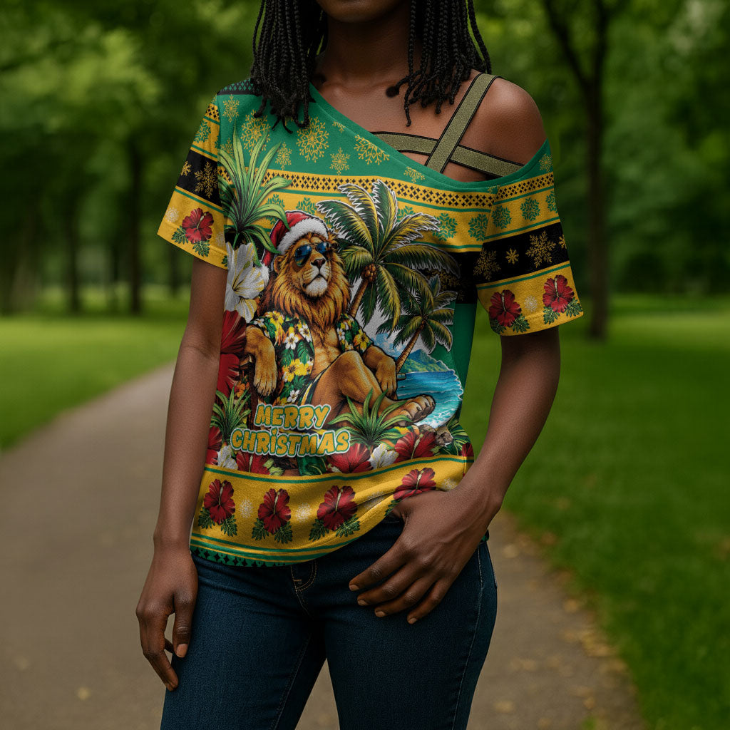 Afro-Jamaicans Christmas Cross Shoulder Shirt This Rasta Lion Needs A Beach Retreat