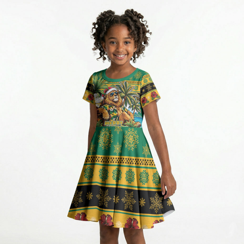 Afro-Jamaicans Christmas Kid Short Sleeve Dress This Rasta Lion Needs A Beach Retreat