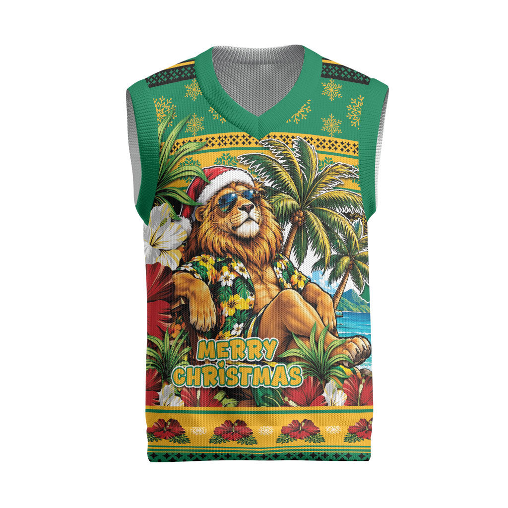 Afro-Jamaicans Christmas Knitted V-Neck Vest This Rasta Lion Needs A Beach Retreat