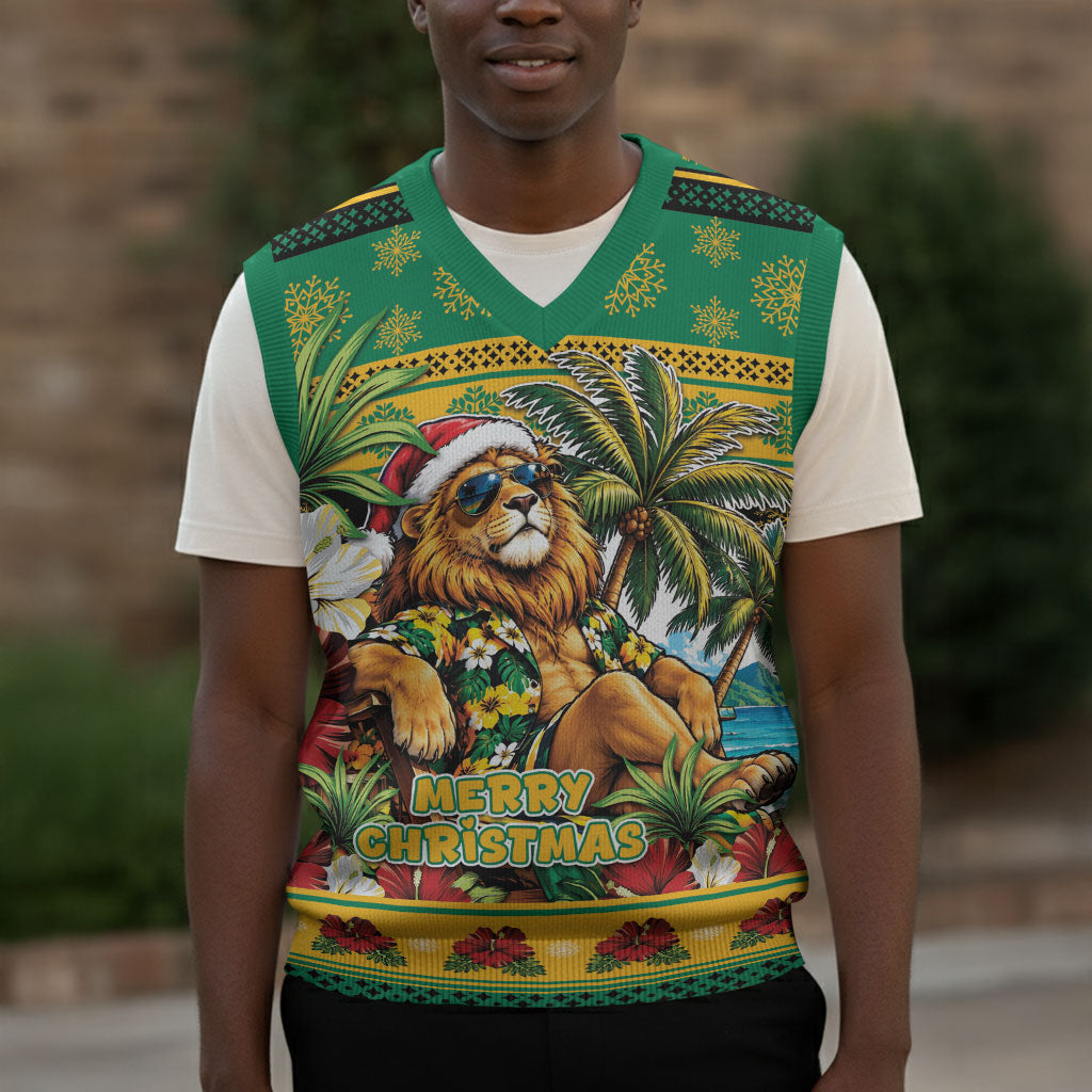 Afro-Jamaicans Christmas Knitted V-Neck Vest This Rasta Lion Needs A Beach Retreat