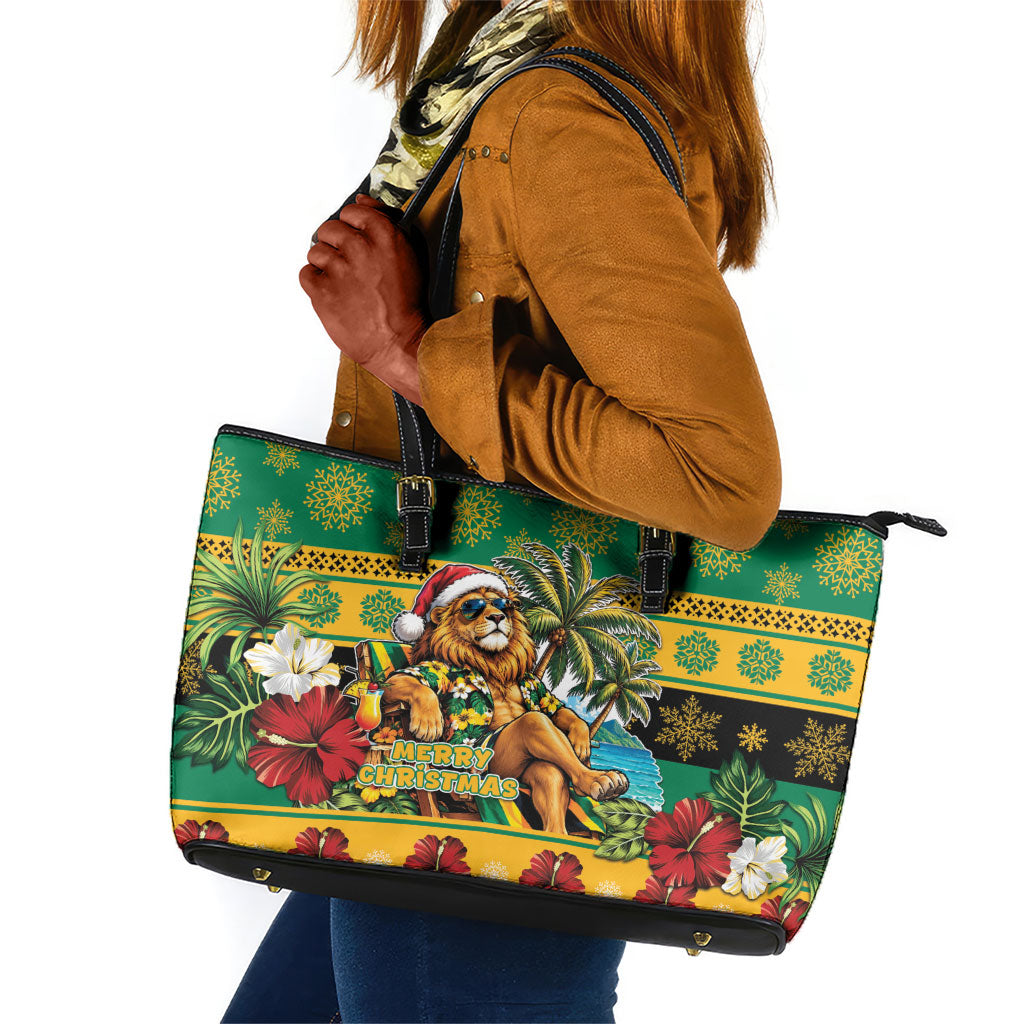 Afro-Jamaicans Christmas Leather Tote Bag This Rasta Lion Needs A Beach Retreat