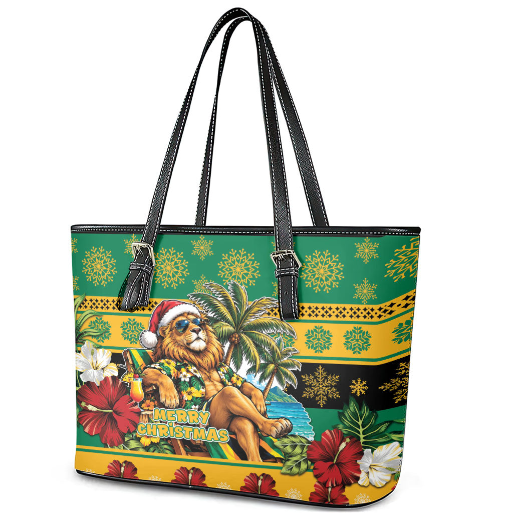 Afro-Jamaicans Christmas Leather Tote Bag This Rasta Lion Needs A Beach Retreat