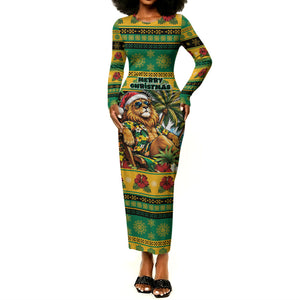 Afro-Jamaicans Christmas Long Sleeve Bodycon Dress This Rasta Lion Needs A Beach Retreat
