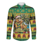Afro-Jamaicans Christmas Long Sleeve Button Shirt This Rasta Lion Needs A Beach Retreat