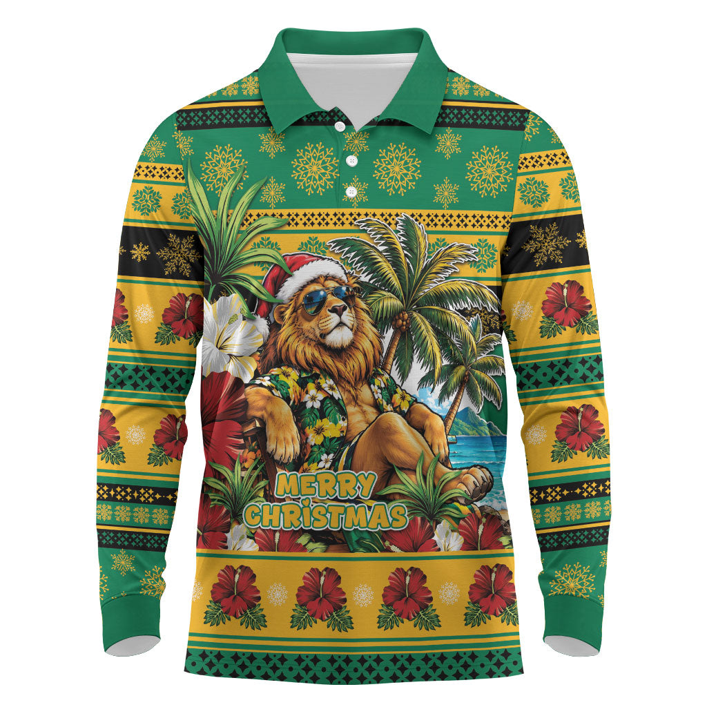 Afro-Jamaicans Christmas Long Sleeve Polo Shirt This Rasta Lion Needs A Beach Retreat