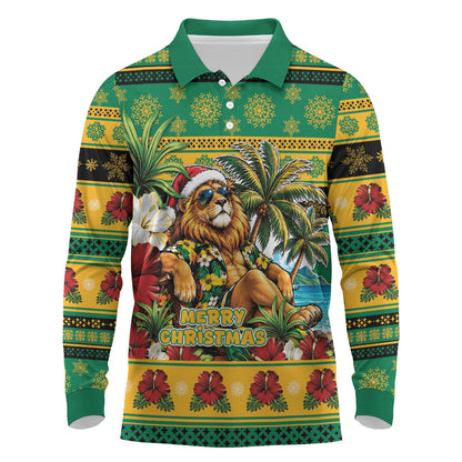 Afro-Jamaicans Christmas Long Sleeve Polo Shirt This Rasta Lion Needs A Beach Retreat