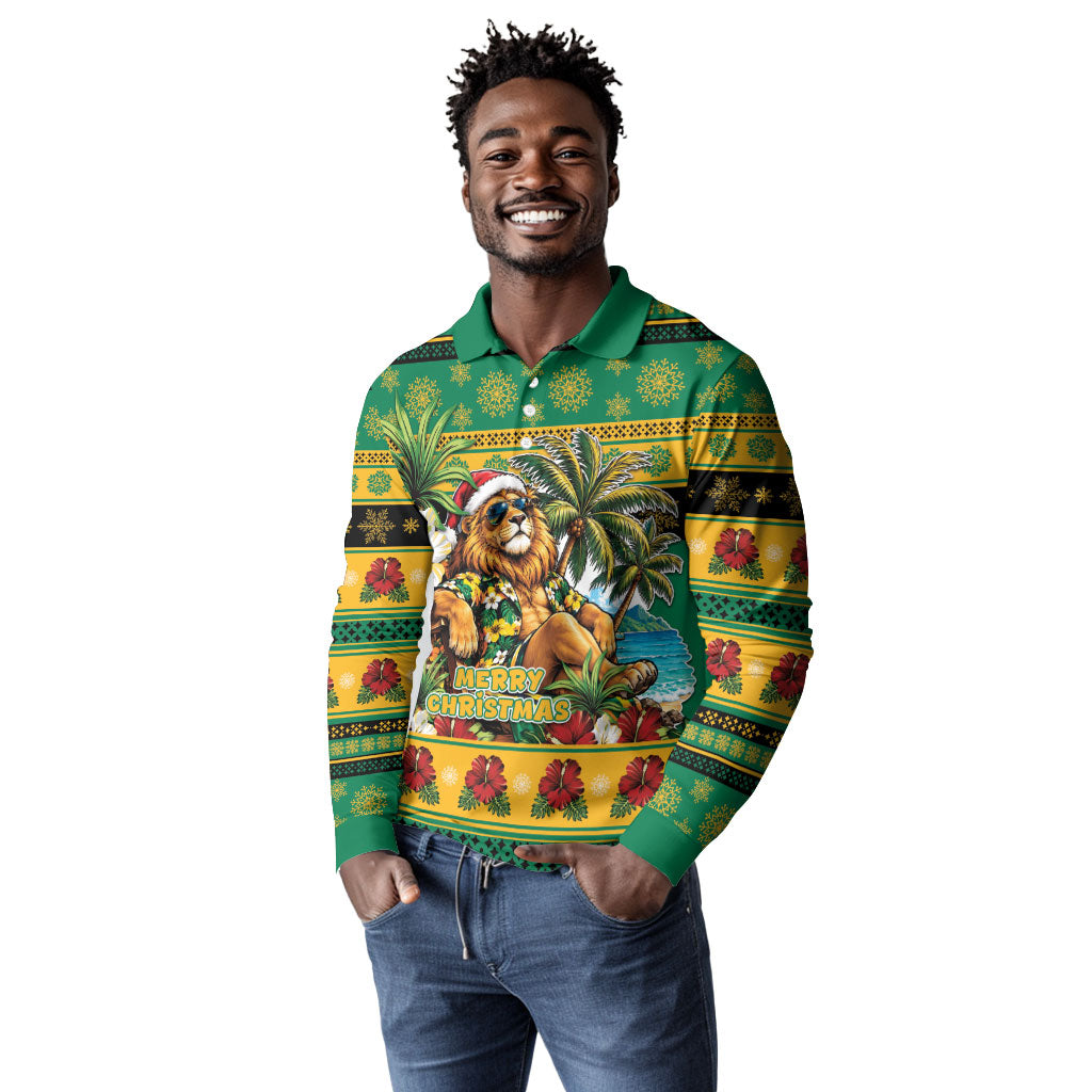 Afro-Jamaicans Christmas Long Sleeve Polo Shirt This Rasta Lion Needs A Beach Retreat