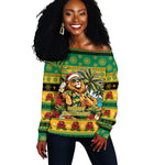 Afro-Jamaicans Christmas Off Shoulder Sweater This Rasta Lion Needs A Beach Retreat
