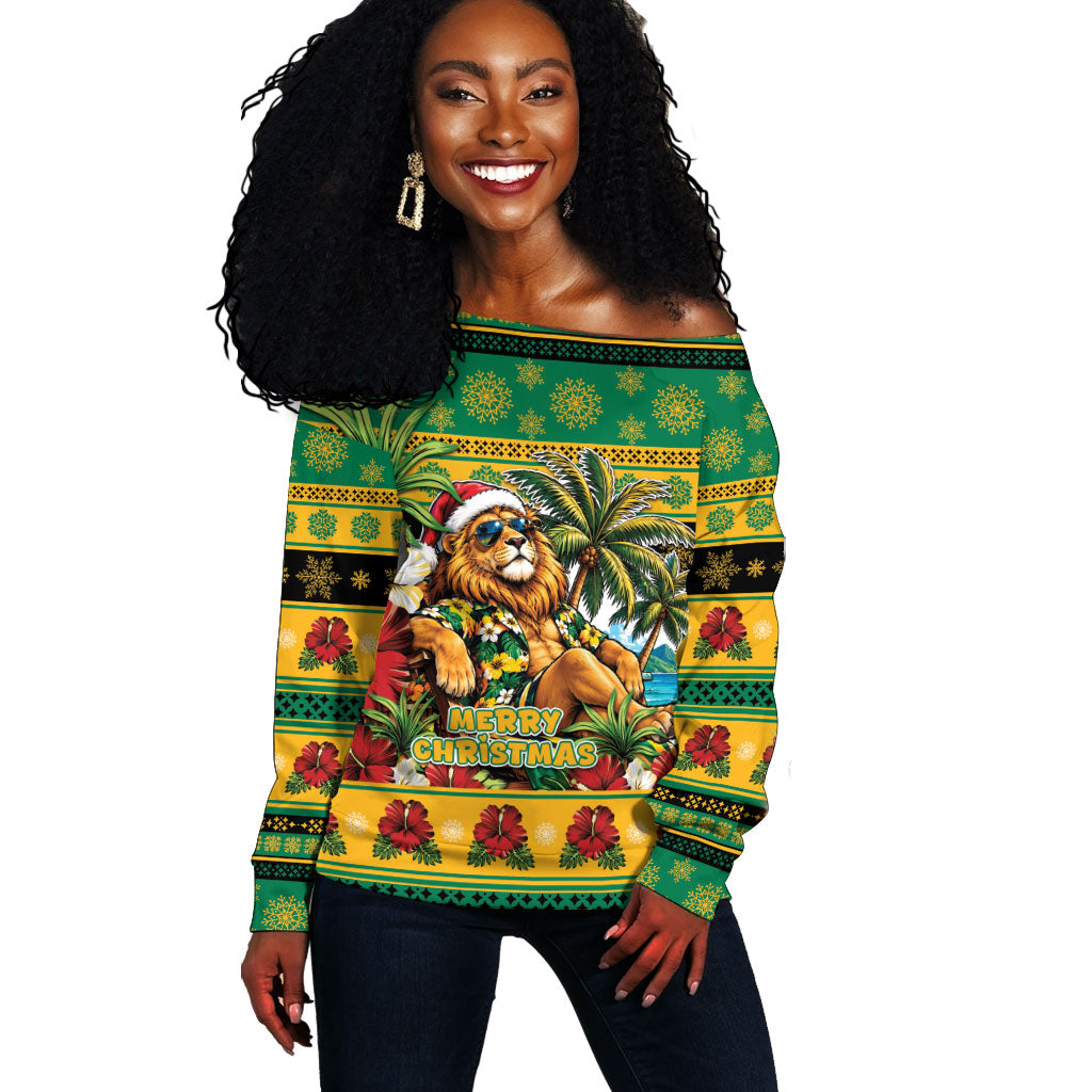 Afro-Jamaicans Christmas Off Shoulder Sweater This Rasta Lion Needs A Beach Retreat
