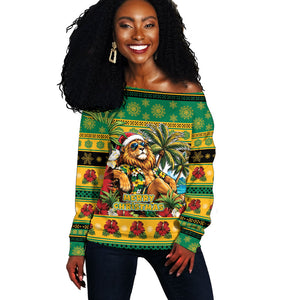 Afro-Jamaicans Christmas Off Shoulder Sweater This Rasta Lion Needs A Beach Retreat