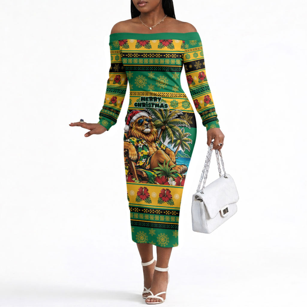Afro-Jamaicans Christmas Off The Shoulder Long Sleeve Dress This Rasta Lion Needs A Beach Retreat