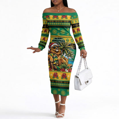 Afro-Jamaicans Christmas Off The Shoulder Long Sleeve Dress This Rasta Lion Needs A Beach Retreat
