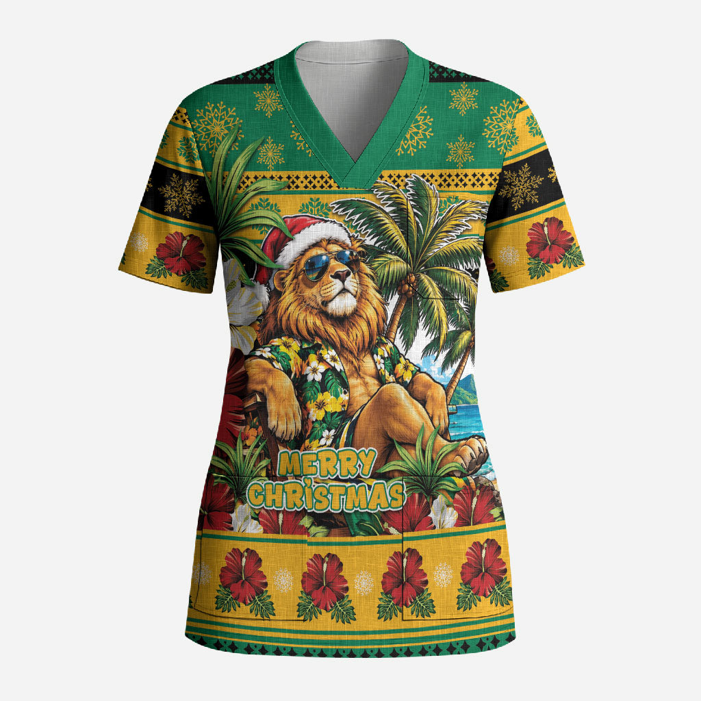 Afro-Jamaicans Christmas Scrub Top This Rasta Lion Needs A Beach Retreat