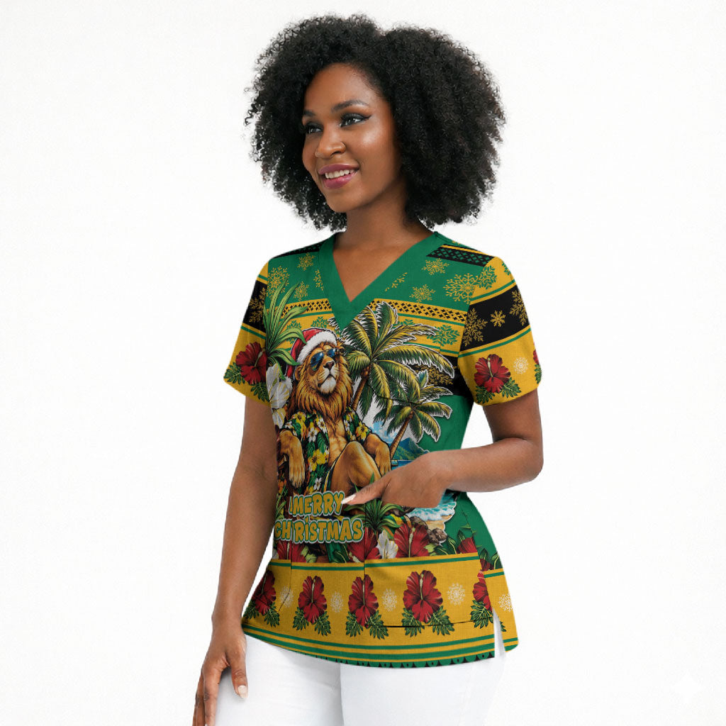 Afro-Jamaicans Christmas Scrub Top This Rasta Lion Needs A Beach Retreat