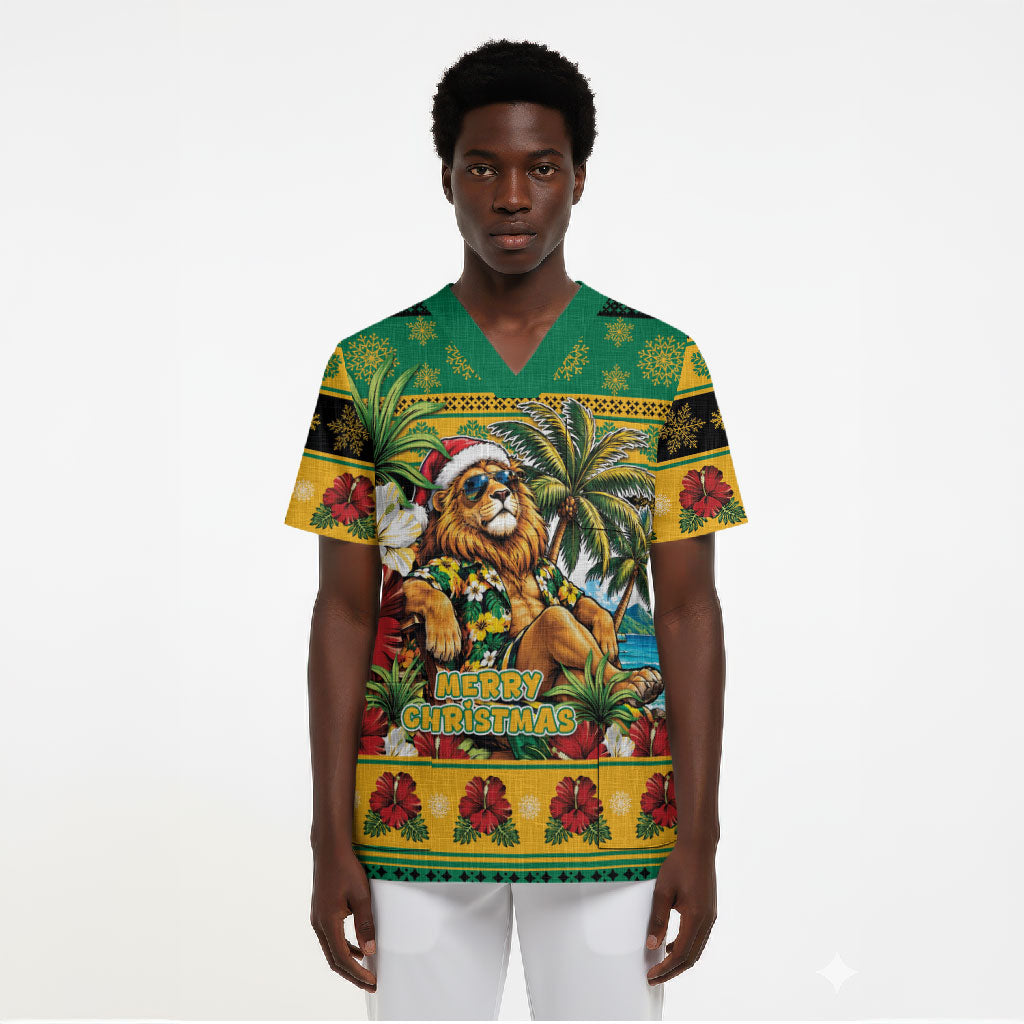 Afro-Jamaicans Christmas Scrub Top This Rasta Lion Needs A Beach Retreat