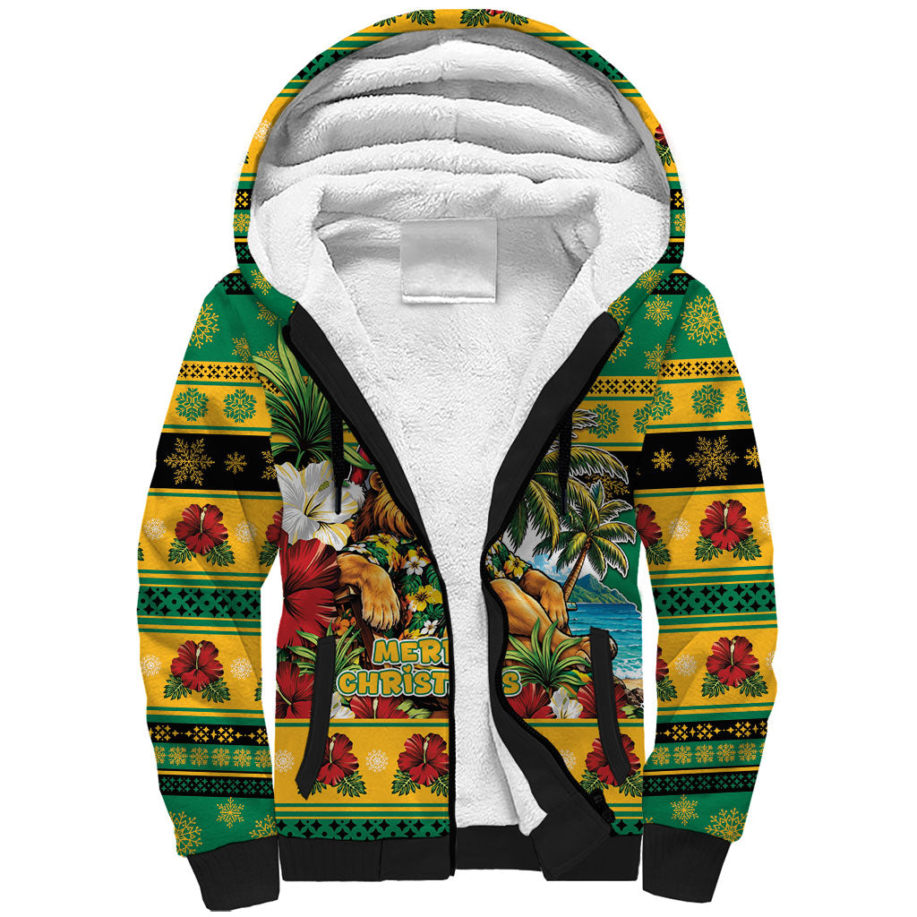 Afro-Jamaicans Christmas Sherpa Hoodie This Rasta Lion Needs A Beach Retreat