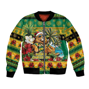 Afro-Jamaicans Christmas Sleeve Zip Bomber Jacket This Rasta Lion Needs A Beach Retreat