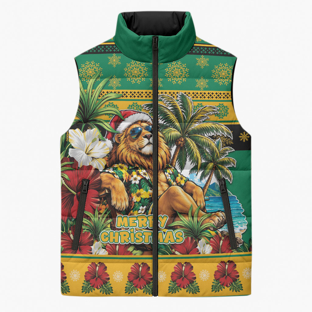 Afro-Jamaicans Christmas Sleeveless Puffer Jacket This Rasta Lion Needs A Beach Retreat