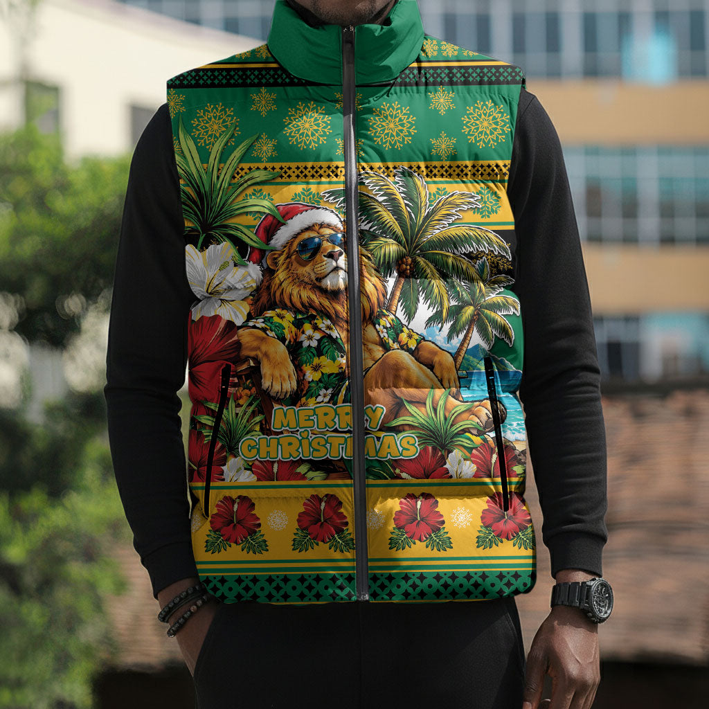 Afro-Jamaicans Christmas Sleeveless Puffer Jacket This Rasta Lion Needs A Beach Retreat
