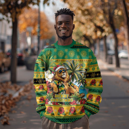 Afro-Jamaicans Christmas Sweatshirt This Rasta Lion Needs A Beach Retreat